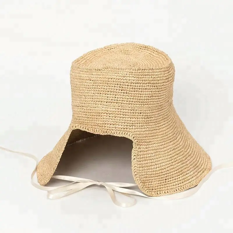 2018 летняя Женская Складная качественная соломенная шляпа из рафии с вязаным крючком