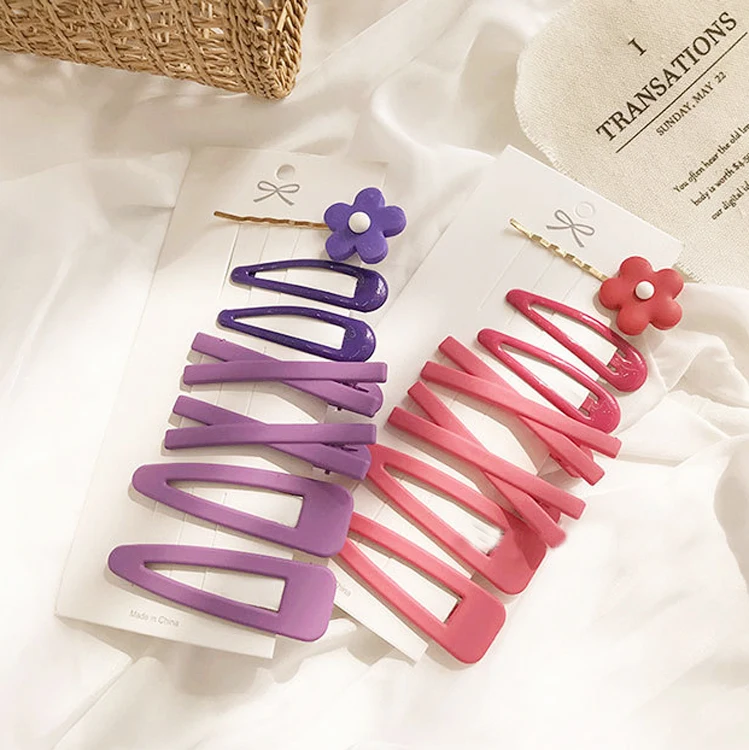 Wholesale fashion 7-pcs set  cute simple flower hairpins for  girls bangs clip hair clip simple  hair accessories