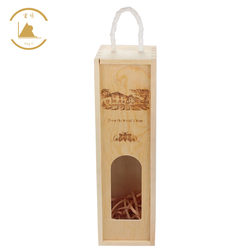 Деревянная коробка для вина, Прямая поставка с завода, Подарочная коробка для вина из деревенской сосны, одинарный переносной кейс с откидной застежкой