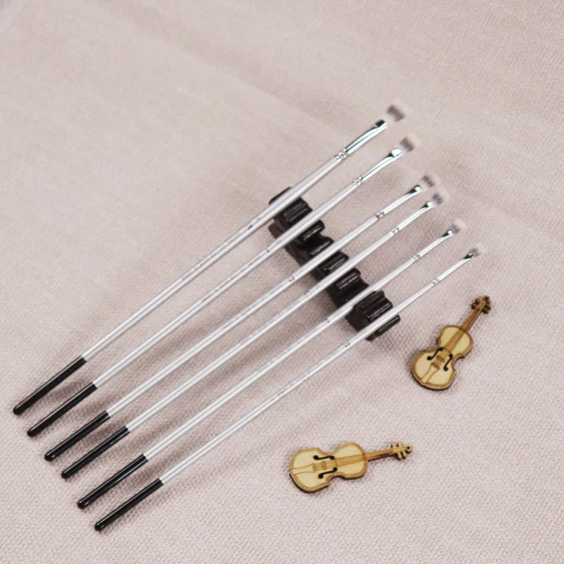 Wholesale Long Silver Painted Wooden Fan-Shaped Gouache Watercolor Acrylic Oil Paint Brush for Student