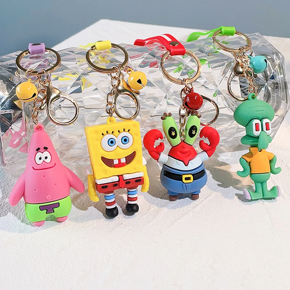 Patrick Star Cartoon Kawaii 3d Pvc Anime Keychains Car Bag Keyring Gift Rubber Custom Figure Silicone Rubber Keychain
