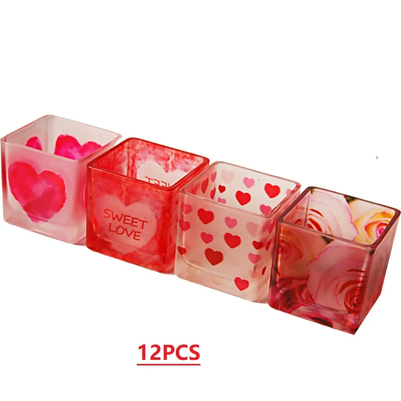 For Women Gift Set Of 12 With 4 Heart Patterns Centerpieces For Wedding Table Frosted Empty Glass Candle Jars