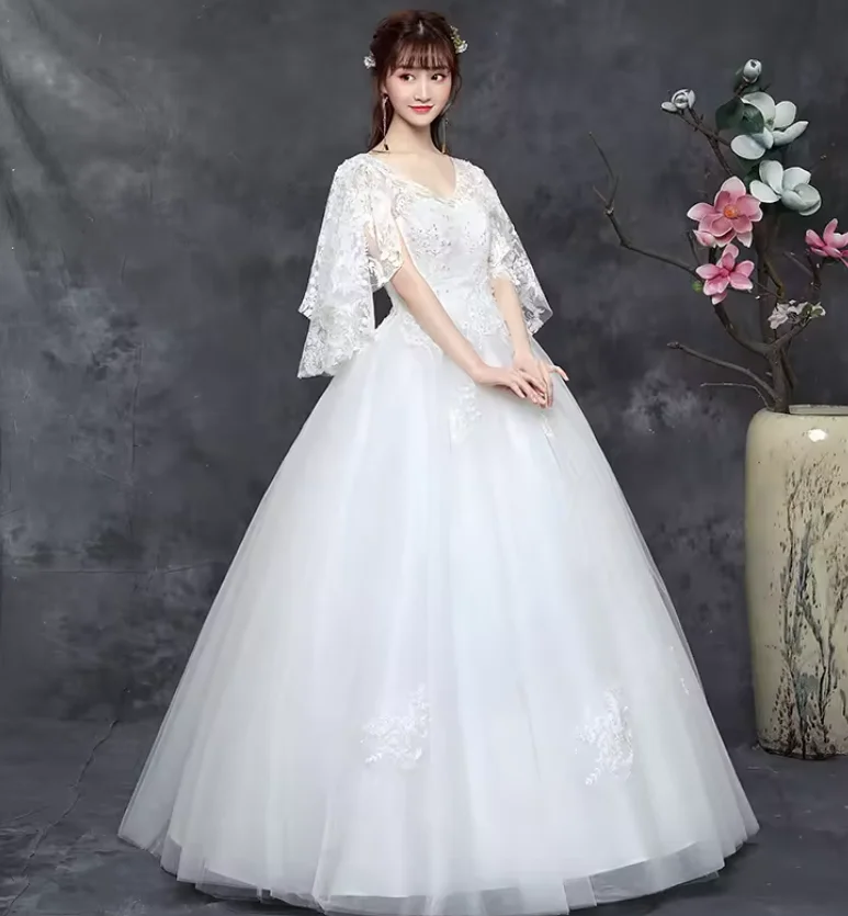 NDC10044 Fall/Winter 2024 New Plus Size Women Wedding Dress Fat Mm Slim Slim Man Bride Wedding Word Shoulder to Shoulder Dress