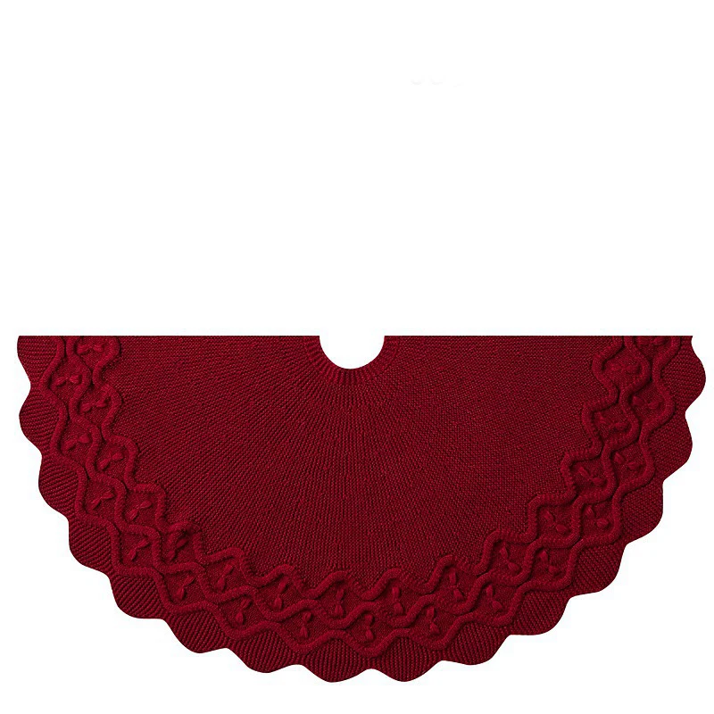 36' Christmas Tree Skirt 48 Inches Cable Knit Knitted Thick Rustic Xmas Holiday Decoration Bow Tree Skirt