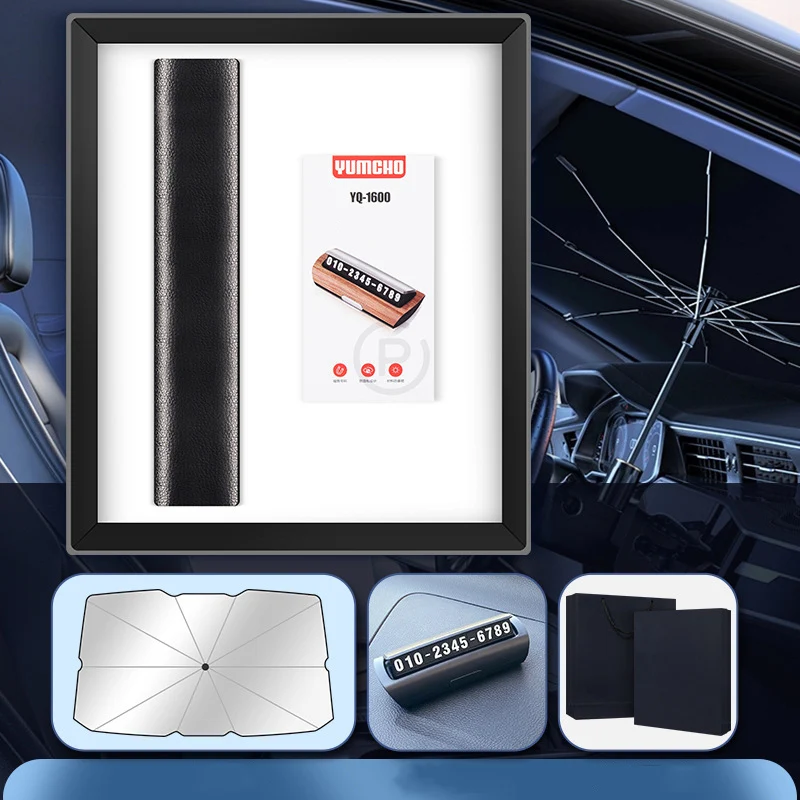 2023 Novelty Gifts With Car Sunshade Umbrella Car Phone Holder And Parking Number Plate Promotional Items Logo Printing Gifts Se