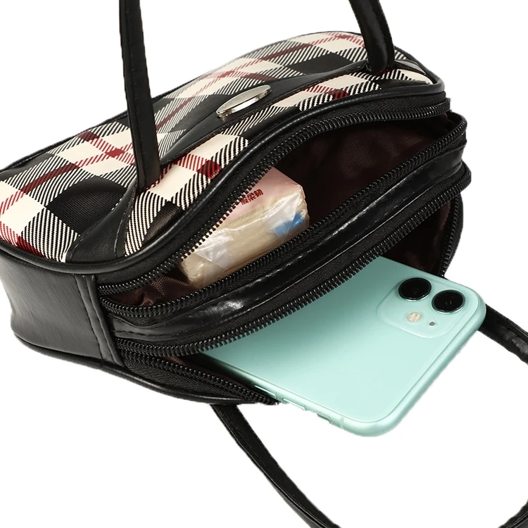 High Quality Plain Pattern Handbag Women Pu Leather Handbags Change Mother Zipper Bag