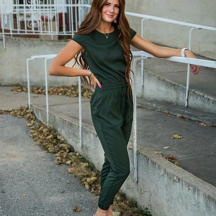 Hospital Nursing Uniform Scrubs Jumpsuit Uniforms Sets Nurse Scrubs Short Sleeve Cement Jumpsuit Simplicity Scrub Set