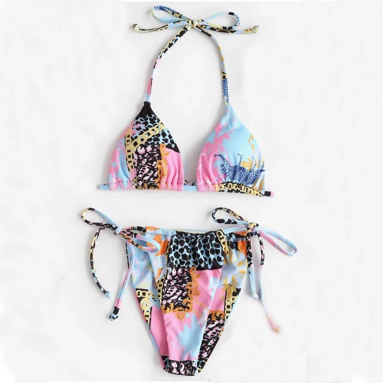 Wholesale Custom Bathing Suit Pattern Print Cover Up Beachwear High Quality Super Stretch Breathable 2 Pieces Bikini Swimwear