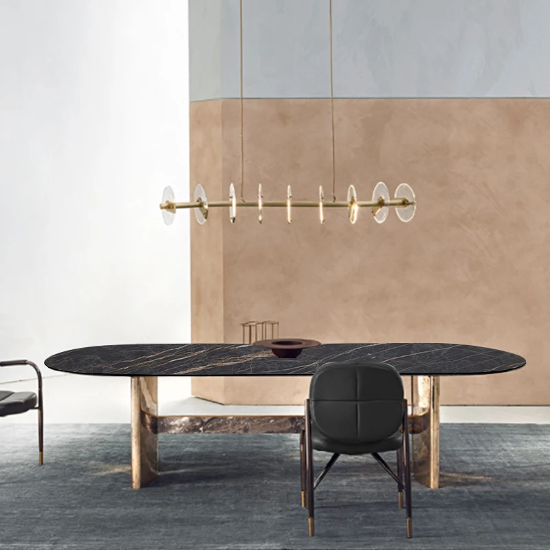 Итальянский минималистский керамический обеденный стол Spinnakerd, ламинированный прямоугольный дизайнерский минималистский обеденный стол для дома, ресторан, длинный стол