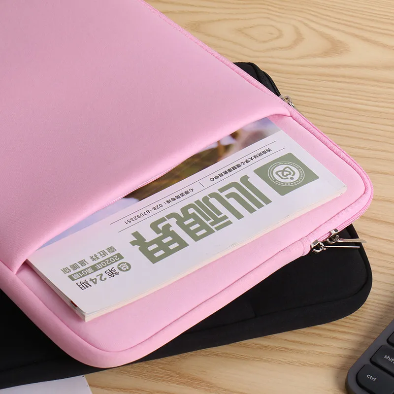 Wholesale Price Custom Logo Two Zip Multi Layer Stitched Pockets Solid Color Minimalist Laptop Bags Covers For Women Men