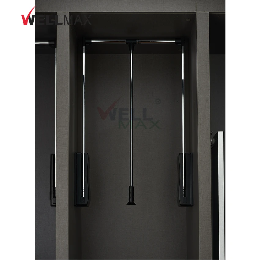 WELLMAX Pull Down Clothes Hanger Wardrobe Closet Rod Pole Lifter for Bedroom Wardrobe Hardware