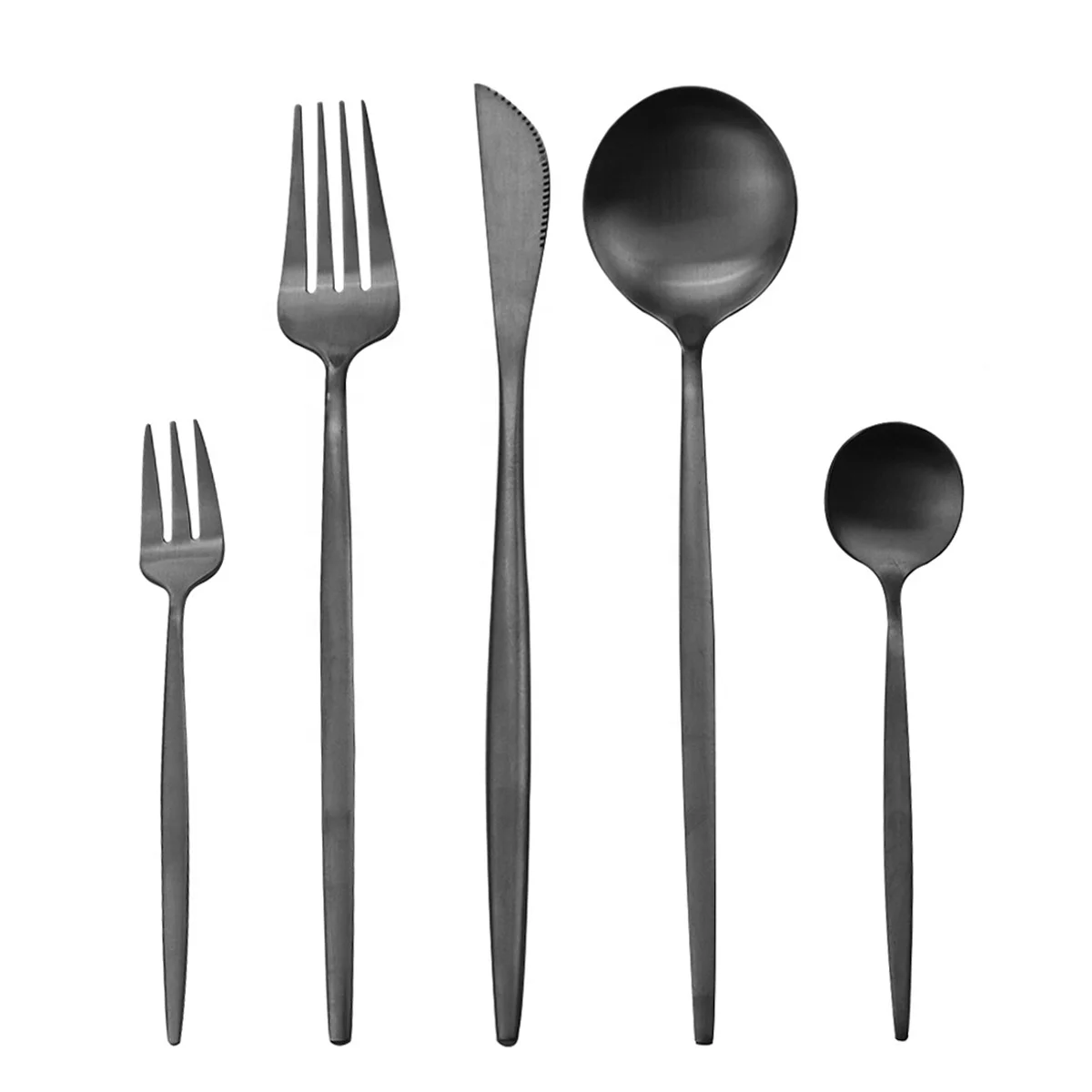 Wholesale High Quality Stainless Steel Silverware Flatware Spoon Fork Knife Black Matte Cutlery Set