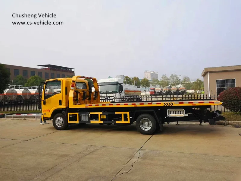 China New ISUZU 5Tons Flatbed Towing Truck 4x2 Diesel Manual Transmission Wrecker ISUZU Tow Trucks for Sale