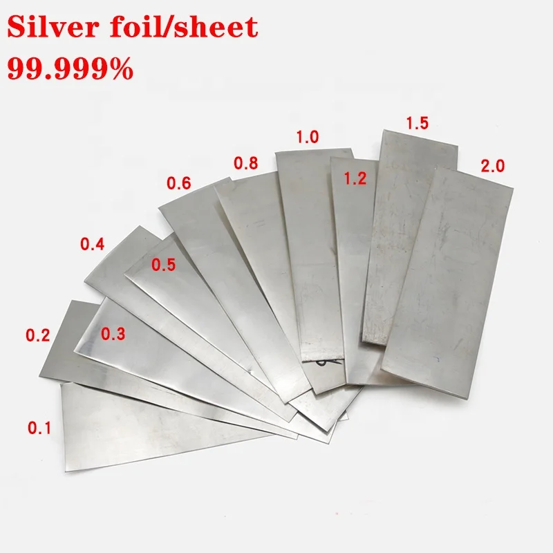 99.999% 0.1-1mm thickness high purity silver foil/ribbon/strip/sheet/plate
