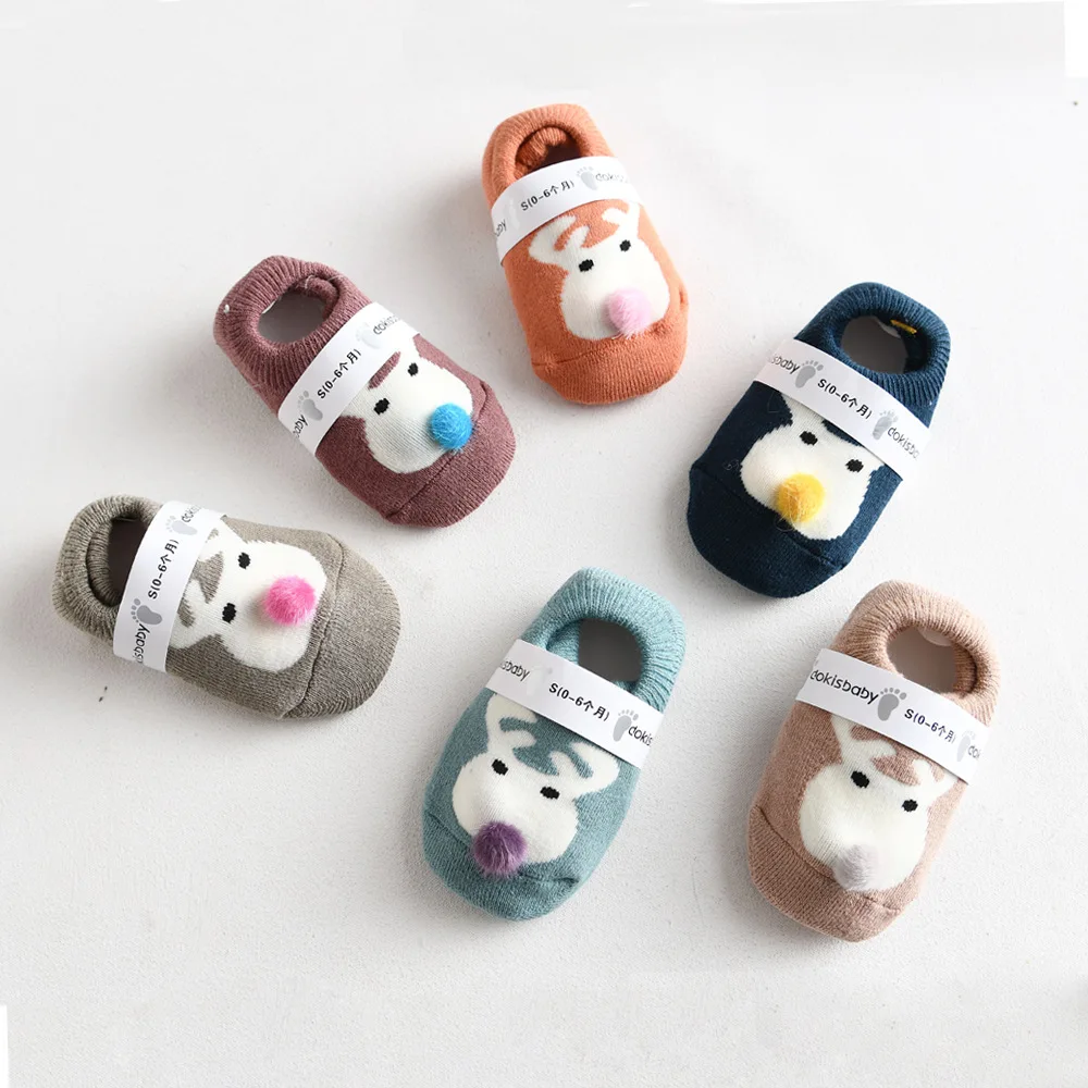 Can custom logo Floor baby toddler socks winter wool ring thickened  cotton socks cartoon cute cat claw socks for kids