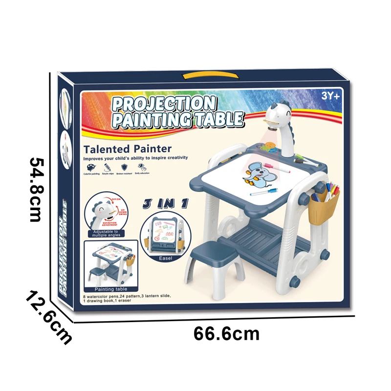Educational Learning Children Multi-Functional Projection Drawing Painting Board Toys With Table And Chair