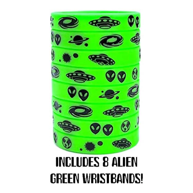 Factory custom rubber bracelets aliens style silicone wristbands cute funny aliens wrist bands great for themed parties