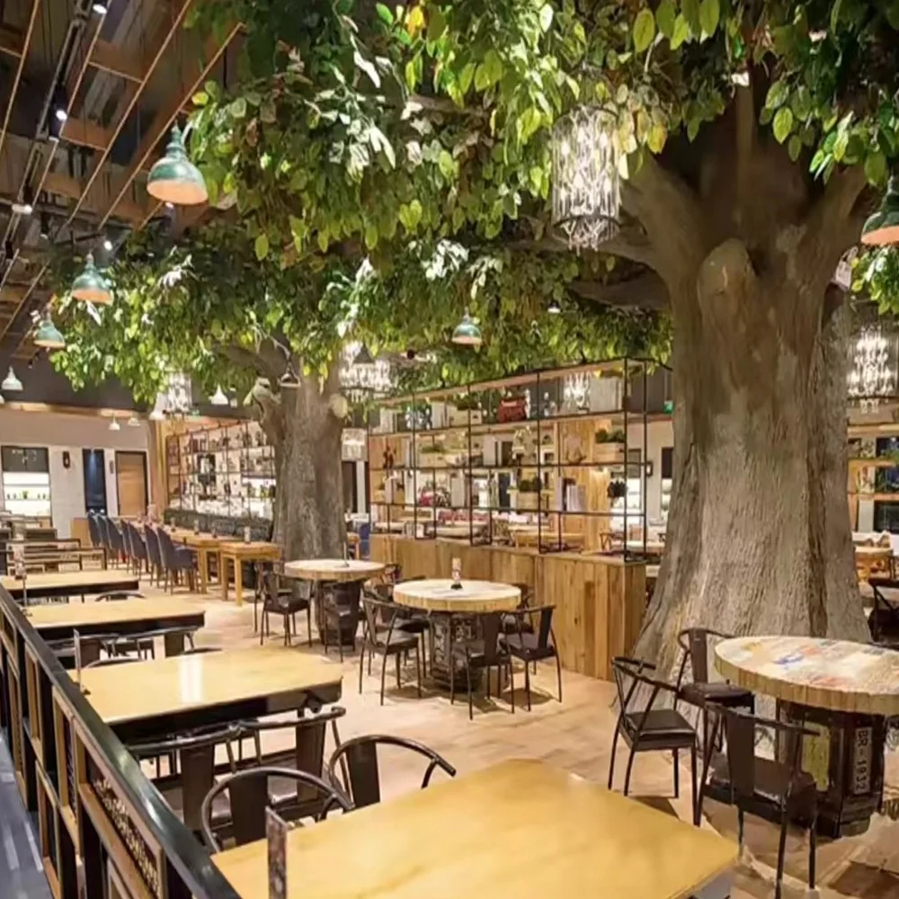 Bright green large banyan tree 4m high artificial ficus trees