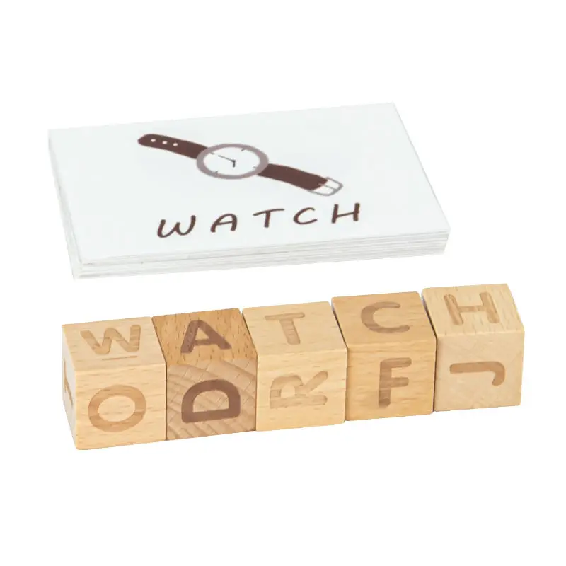 Custom Early Educational Wooden Puzzle Selling Word Game 26 English Letter Learning Word Puzzle for Children