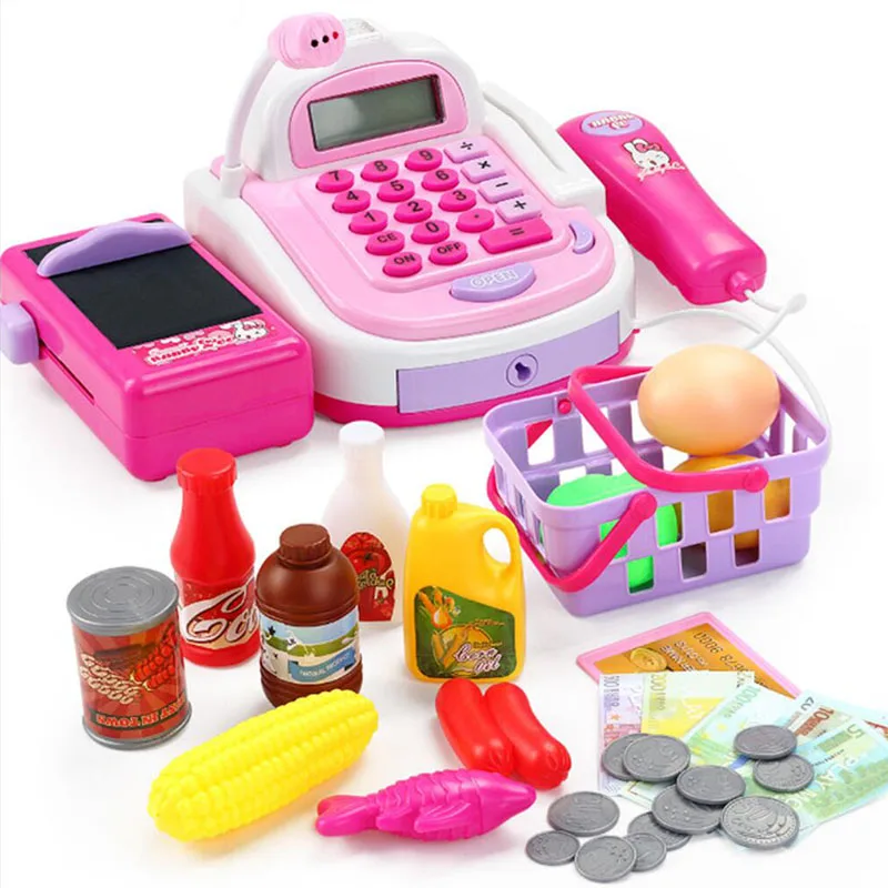 New Product Cash Register Pos Machine Pretend Play Plastic Educational Toy Set For Kids