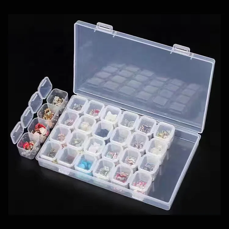 clear plastic large nail art jewelry beads display 28 Slots empty adjustable plastic storage box