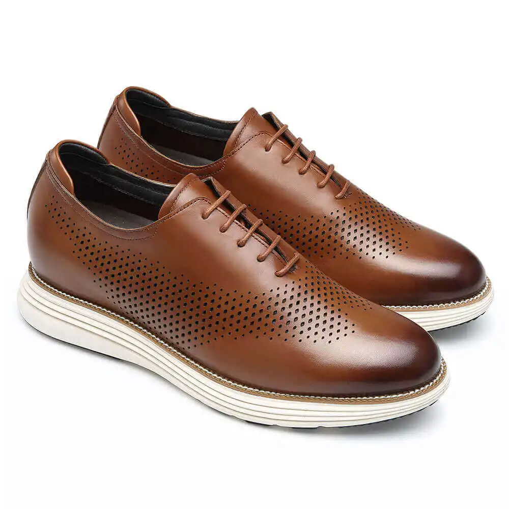 Casual Tall Men Shoes High Heel Shoes For Men Brown Leather Oxford Shoes That Get Taller 7CM / 2.76 Inches Taller