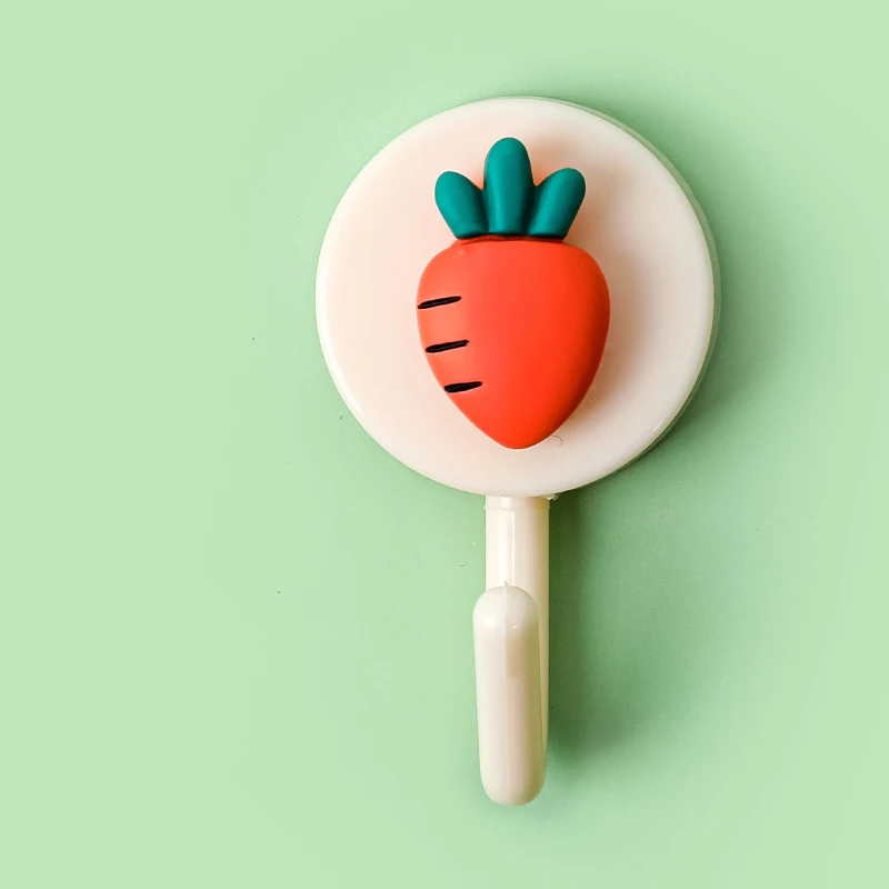 Cute Creative Flower Fruit Sticker Hook Free Punch Wall Sticker Seamless Hook Key Hanger Hook