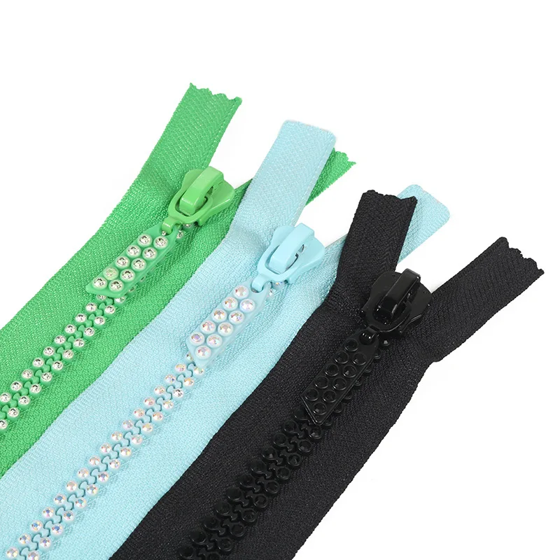3 #5 #8 # алмазная застежка-молния, двухрядная застежка-молния с цветным хвостом из смолы, застежка-молния с зубцами, закрытая цепочка для одежды