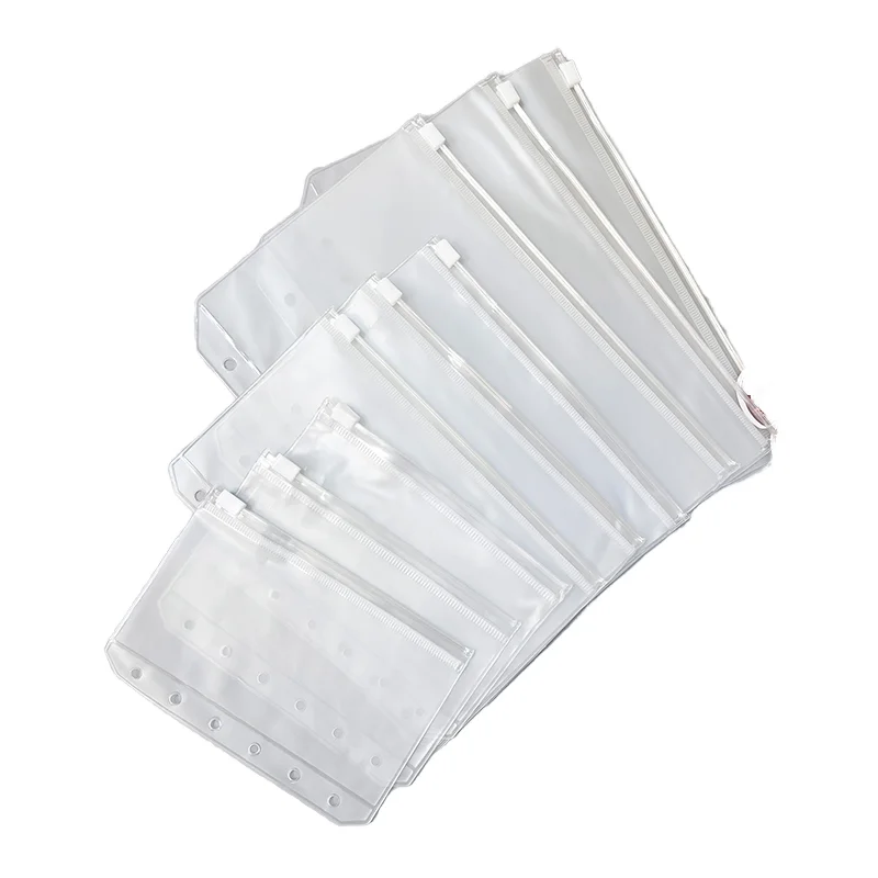 A5 A6 A7 прозрачные ПВХ на молнии папки для кармана конверты с 6 отверстиями рассыпных листьев Прозрачный матовый пластиковый пакет