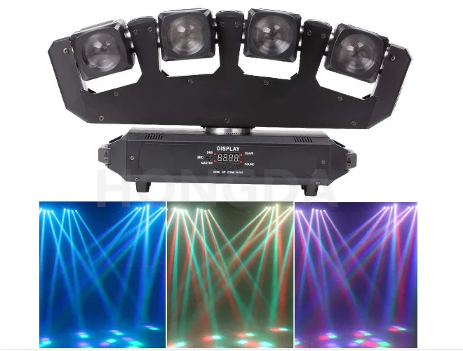 LED Moving Head Light Four-Headed Beam Spider Light 80W RGBW with DMX Suitable for Stage Party Disco Bar