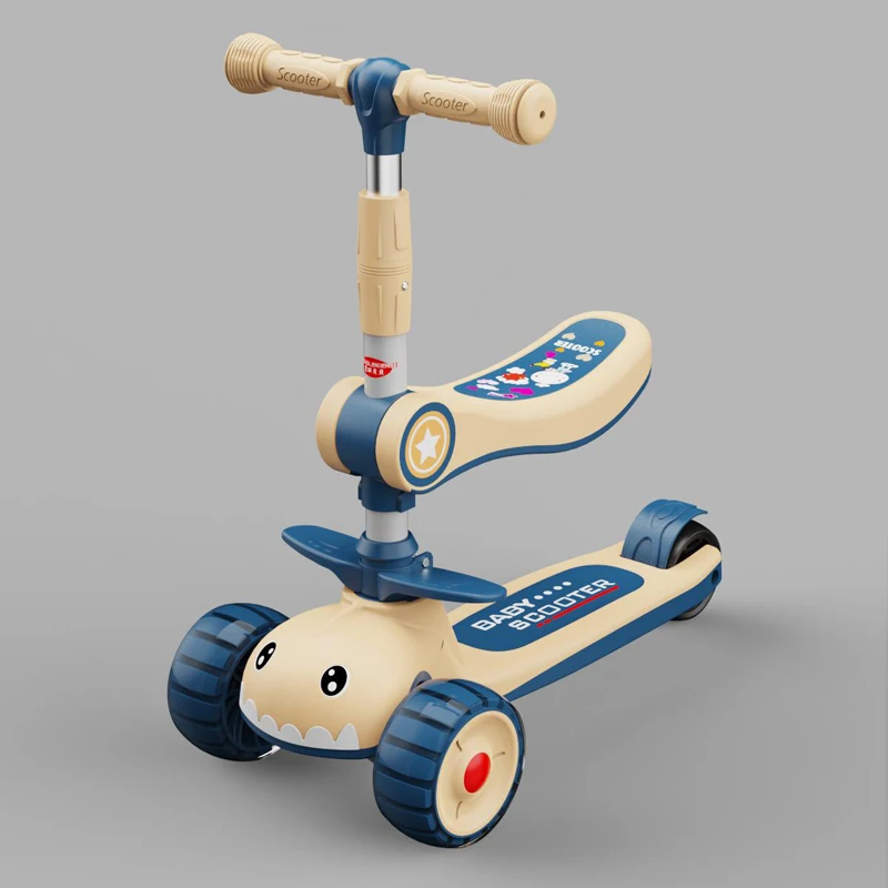 High Quality Adjustable 3 Wheel Kids Kick Scooter with Seat Push Scooters