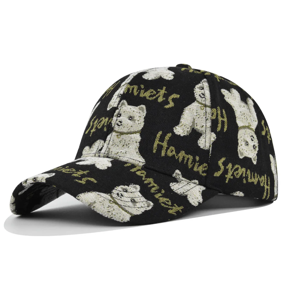 New Hot Sale Designer Fashion Sports Hats Wholesale Cartoon Cute Bear Print Flat Baseball Cap