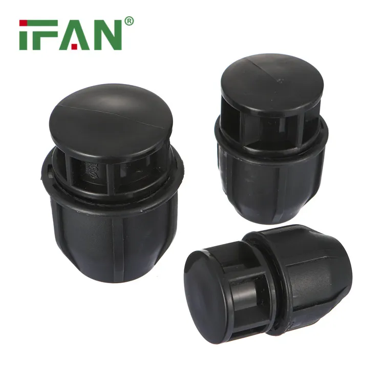 IFAN ISO 4427 Durable HDPE Fittings 20-110mm Plug HDPE Fitting Customized Plastic Black Plug HDPE Pipe Fittings