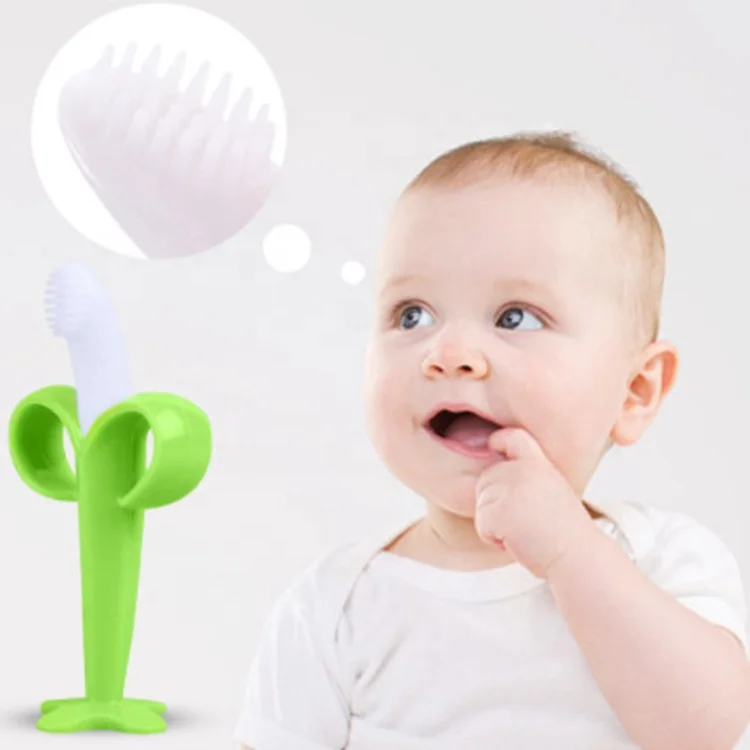 
Hot sale baby teether silicone baby infant training toothbrush silicone banana toothbrush 
