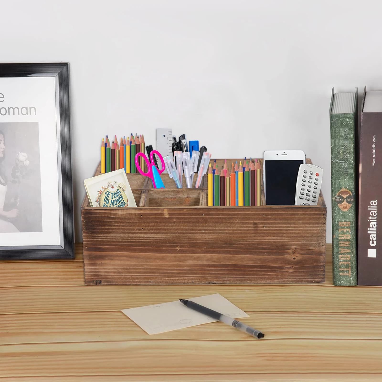 Handmade Rustic Decor Brown Wood 12 Individual Slot Beer Bottle Serving Crate Carrying Handles -Beer Storage Box Wooden Crate