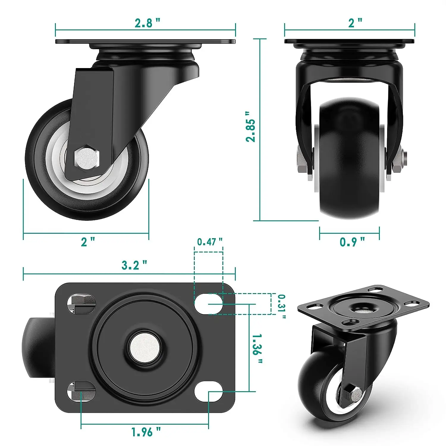 Premium Quality 4 Inch Caster Wheels Lockable Bearing Plate Caster Wheels Heavy Duty Castors