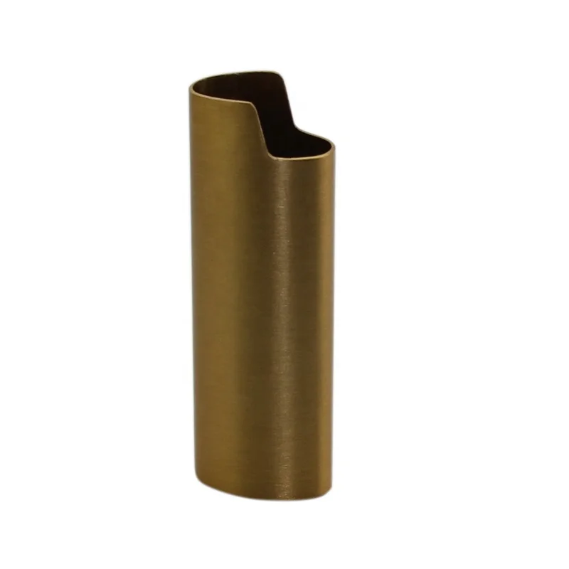 Wholesale Small MOQ Red Bronze Brush Metal Lighter Holder Lighter Sleeve custom logo metal lighter case