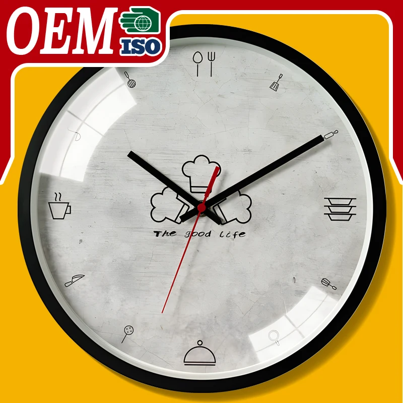 OEM Custom Kitchen Wall Clock Simple Design Decorative Quartz Watch Hot Selling Home Decoration Box Packing