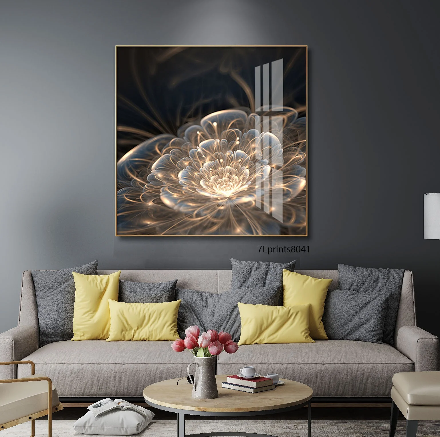 modern wall art Acrylic UV Print Home Decoration Flower Metal Framed crystal porcelain paintings
