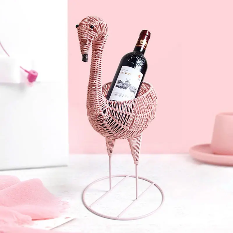Table Top Decoration New Design Flamingo Decoration Fruit Bread Handmade Rattan Woven Storage Basket