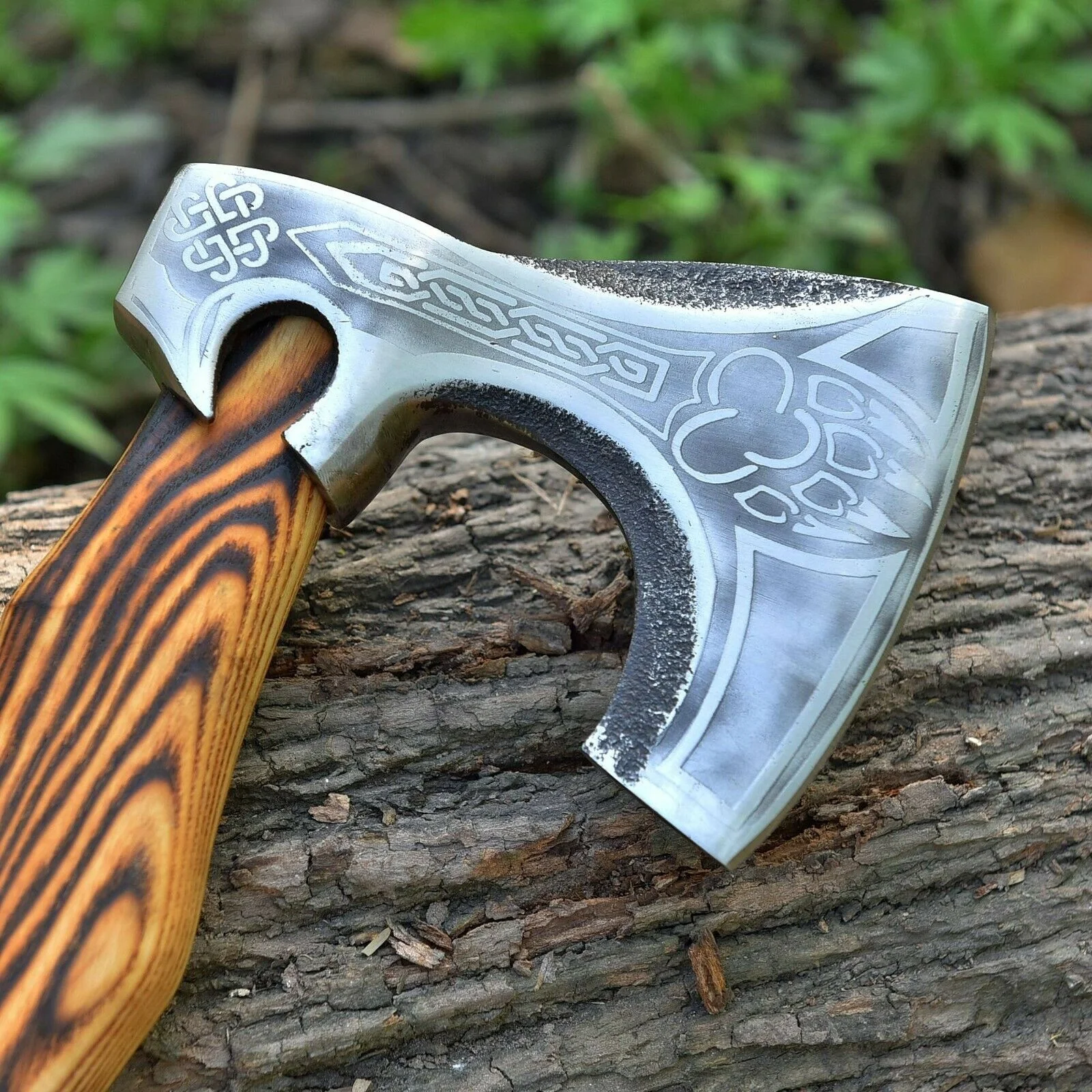 Красивое лезвие ручной работы из углеродистой стали уличный инструмент для леса охоты выживания топор Томагавк викингов травление ручка дерево
