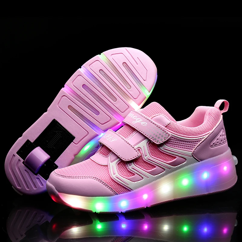 USB Charge Light Wheel Roller Skate Shoes Toddler Fitness Exercise Drop Shipping