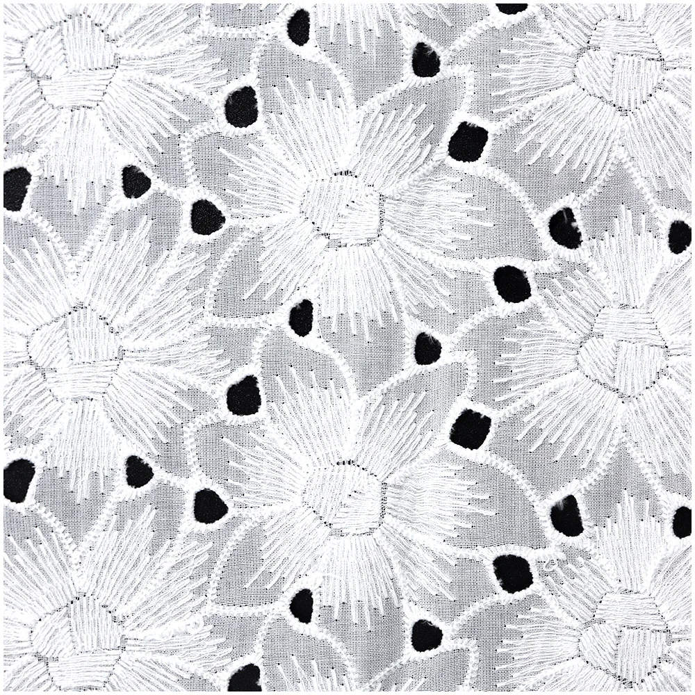 New high quality 100% cotton 3D Floral embroidery pure white exquisite lace embroidery lace for women and wedding dresses