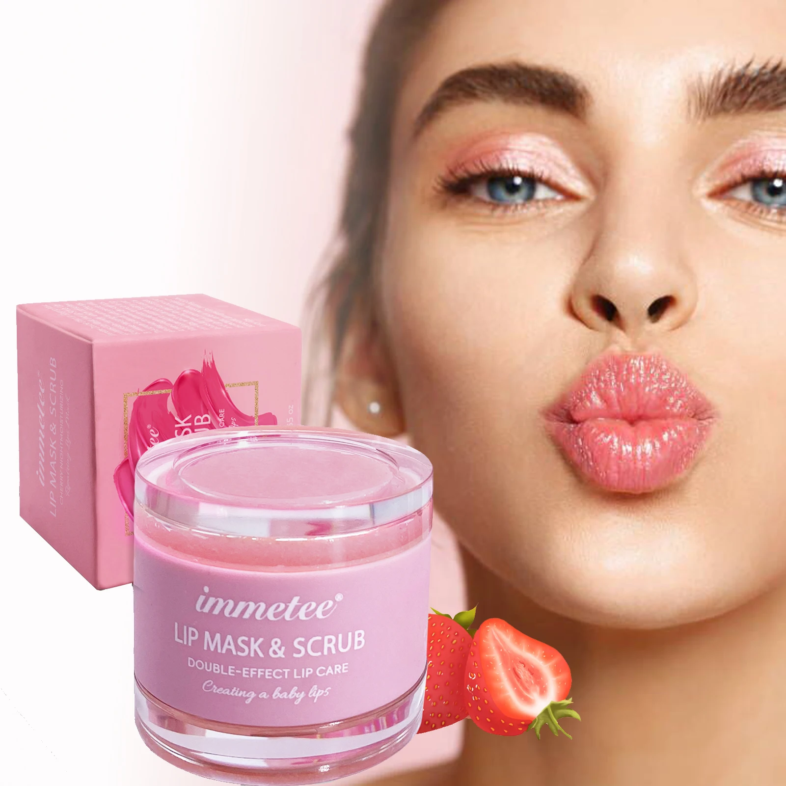 Оптовая продажа розовый скраб и маска для губ питательный гель органический витаминный увлажняющий Уход за губами