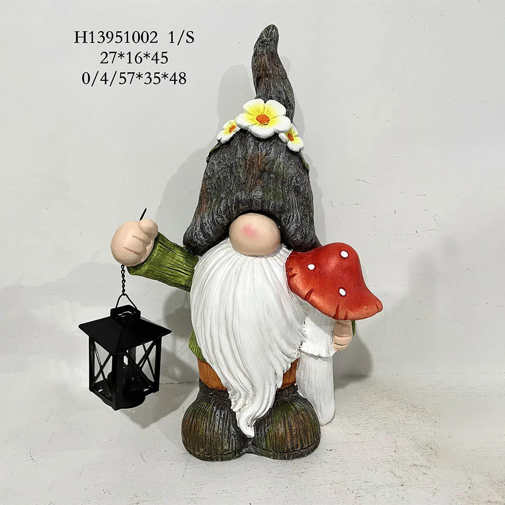 Garden yard funny decor  resin gnome statue artificial moss finished magnesia craft gnome flower pot  resin garden gnome statue
