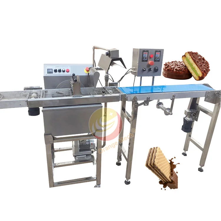 Compound Chocolate Coating Machine Cake Small Melt Chocolate Enrobing Line with Cooling Tunnel