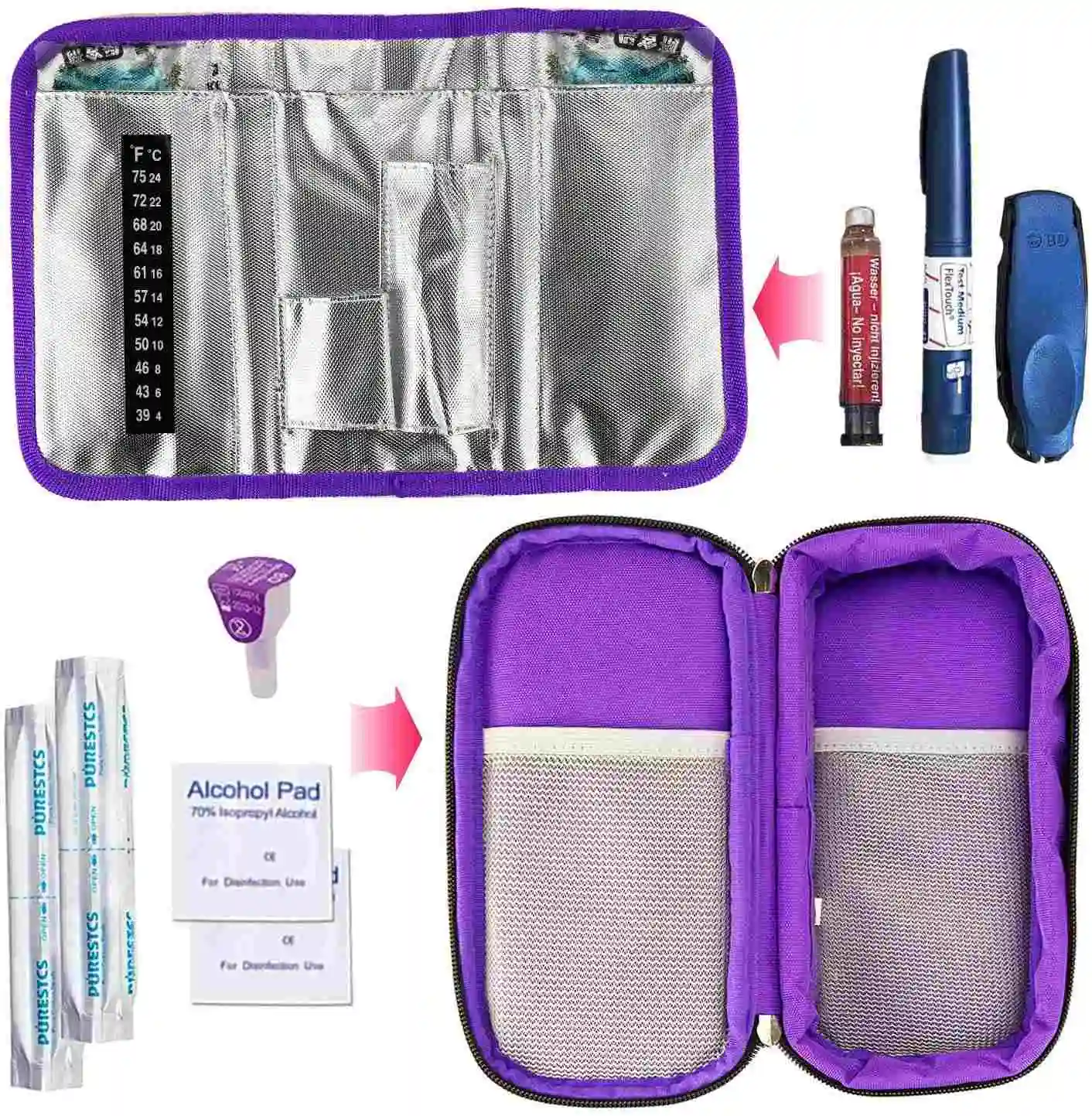 Portable Insulin Cooler Bag Travel Case Diabetic Cooler Bag Medication Insulated Cooling Bag Custom CANS as Picture Plain