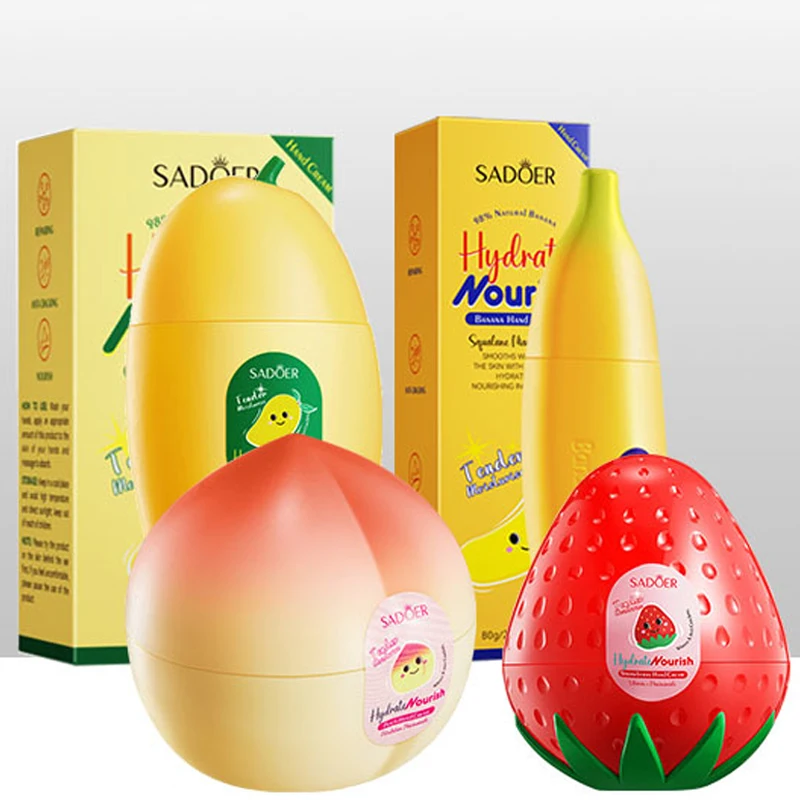 OEM SADOER Korean Style Fruit Peach Banana Mango Anti Aging Moisturizing Whitening Organic Hand Skin Care Vitamin C Hand Cream