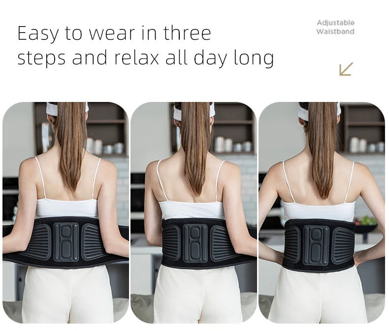 Electric Multi Function Fatigue Relief Hot Wave Lumbar Support Vibration Red Light Hot Compress Massage Waist Belt