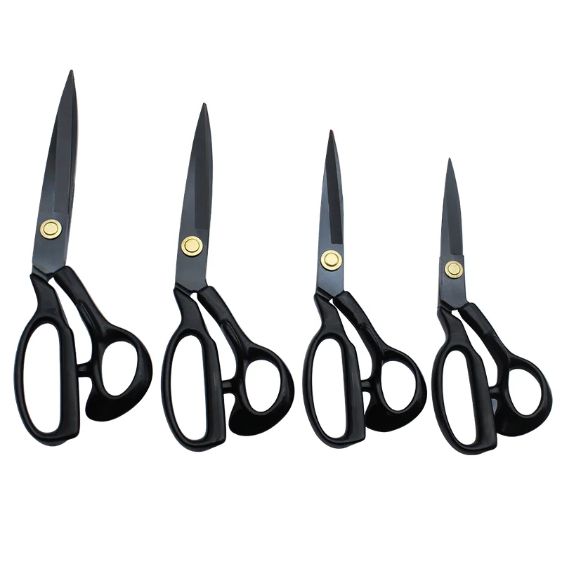 New Style Strong Black Blade Manganese Steel Tailor Scissors Clothing Sewing Leather Handmade Fabric Cutting Wholesale DIY Grade